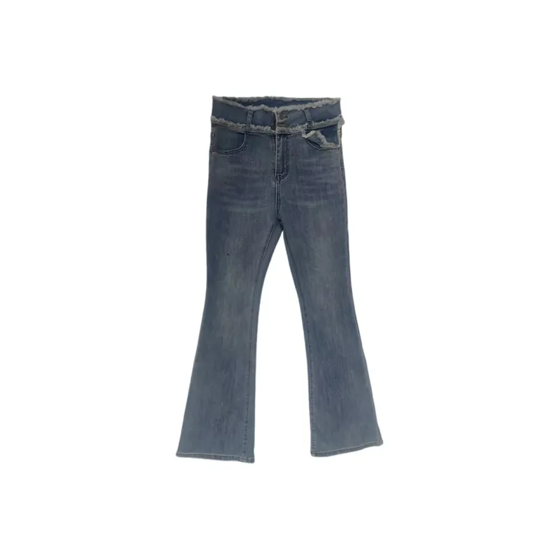 FAWENXIANGZI Jeans Women's Vintage Blue-0