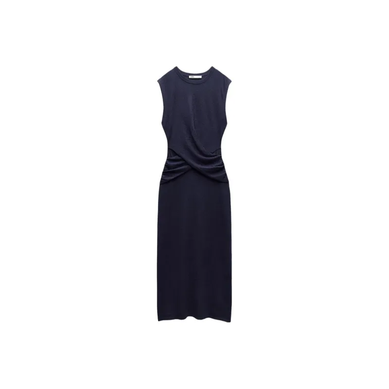 ZARA Sleeveless Dress Women's Sea Blue-0