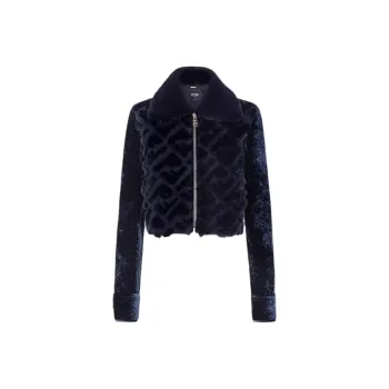 FENDI Leather Jackets Women's Dark Blue