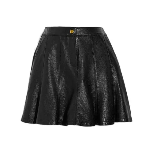 COACH Leather Short Skirts Women's Black