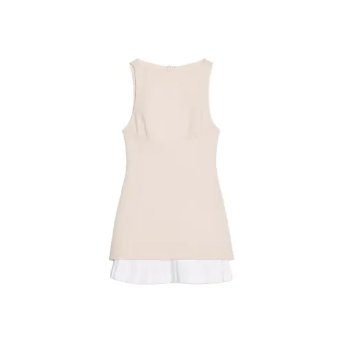 ZARA Sleeveless Dress Women's Light Brown Yellow
