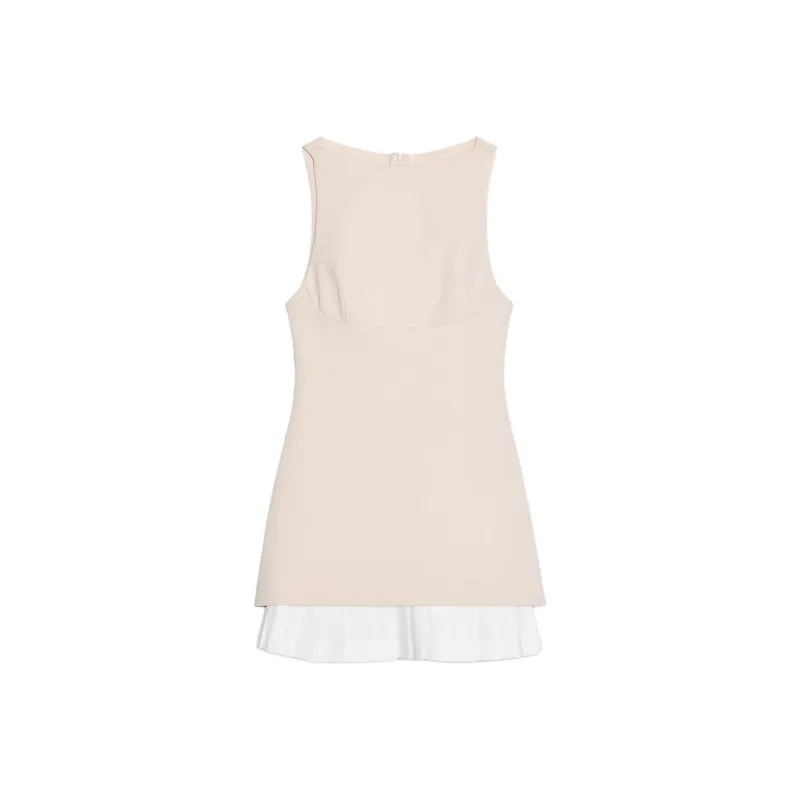 ZARA Sleeveless Dress Women's Light Brown Yellow-0