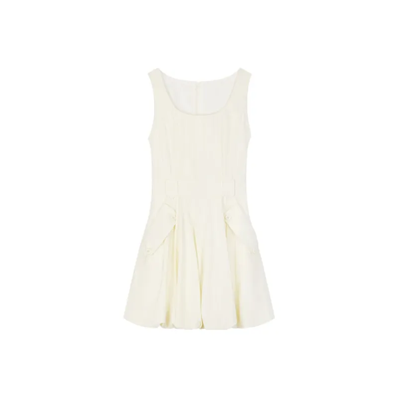 Ning Cai Yuer Sleeveless Dress Women's Apricot-0