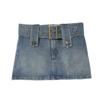 A head of Agua Denim Short Skirts Women's Blue