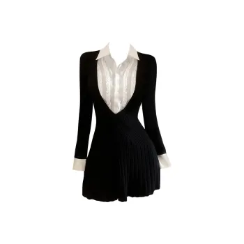Mu Xiao Xin Long Sleeved Dress Women's Black