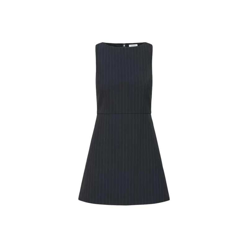 ARITZIA Babaton Bond Dress Sleeveless Dress Women's Black Stripe Dark Night Navy/Dark Blue-0