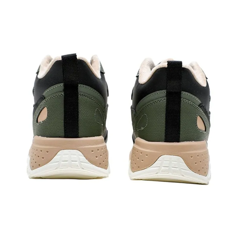 QIAODAN Dry Anti Slip Wear Resistant High Top Casual Shoes Men's Black Green-4