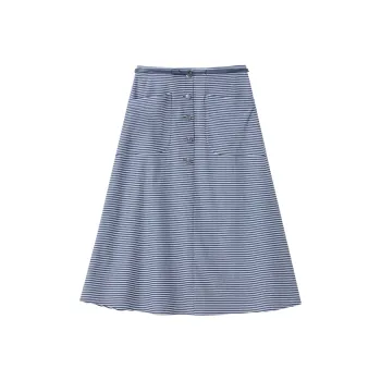 OVV Casual Long Skirts Women's Navy Blue Stripes 52