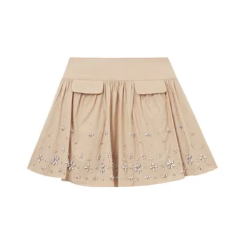 Self portrait Crystal embellished Cotton Miniskirt