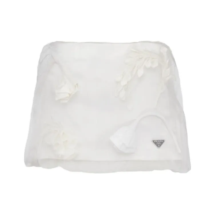 PRADA Embroidered Organza Miniskirt-0