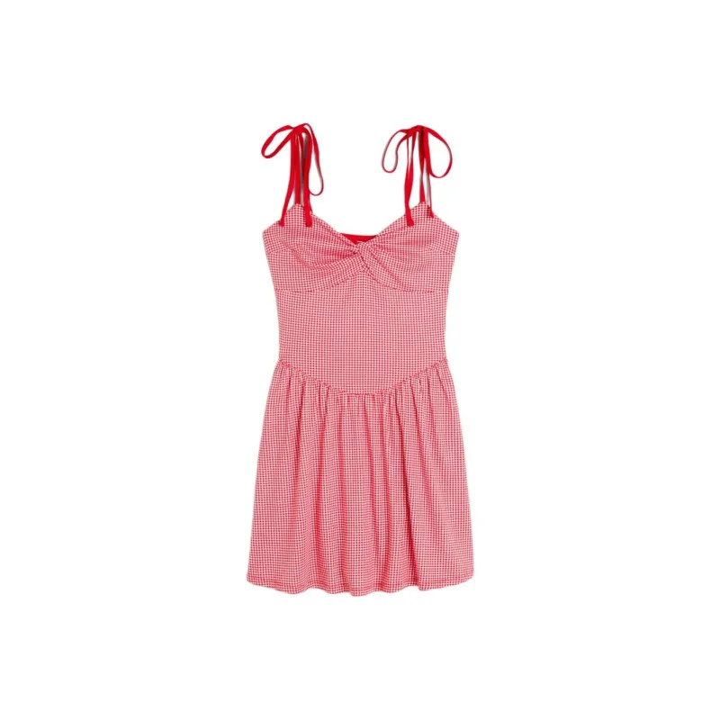 Hollister Slip Dresses Women's Red Plaid Pattern-0