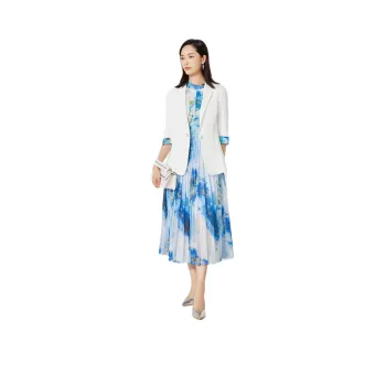BBLLUUEE Two Piece Skirt Sets Women's White+Sea Blue