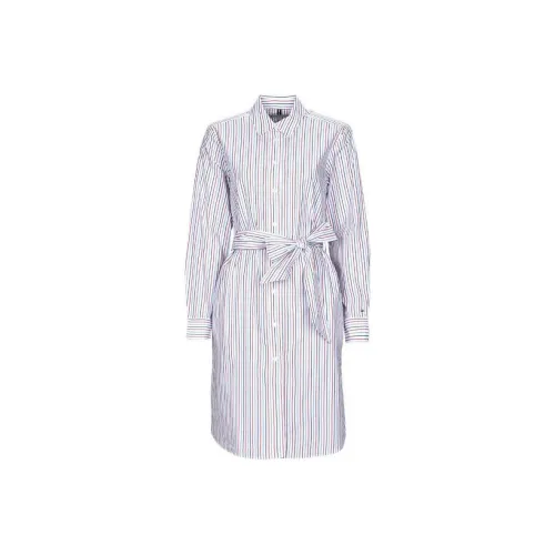 Tommy Hilfiger Global Stripe Shirt Dress Long Sleeved Dresses Women's White