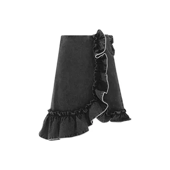PATIT BARI Denim Short Skirts Women's Black