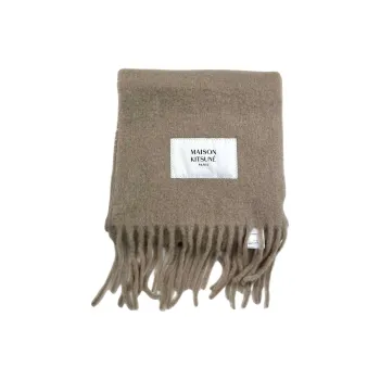 Maison Kitsune Logo appliqué Wool Scarf