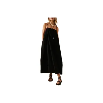FREE PEOPLE Struttin' Midi Dress Slip Dresses Women's BLACK/Black