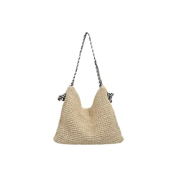 Yalu Straw Woven Crossbody Bag, Shoulder Bag Women's Ecru/Khaki