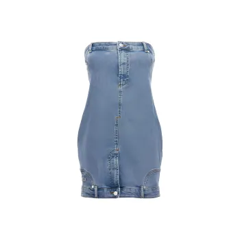 MOSCHINO Jeans Off Shoulder Denim Dress