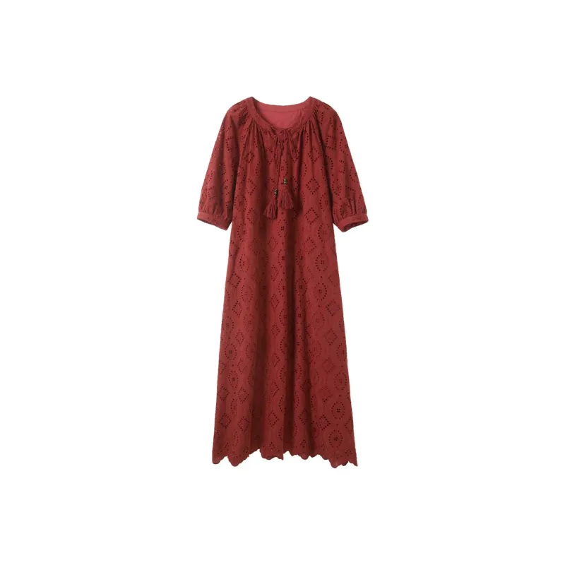 3COLOUR Long Sleeved Dress Women's Cherry Red-0