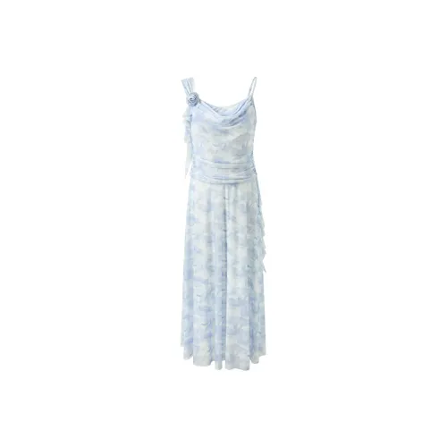 3COLOUR Slip Dress Women's Sky Blue Floral
