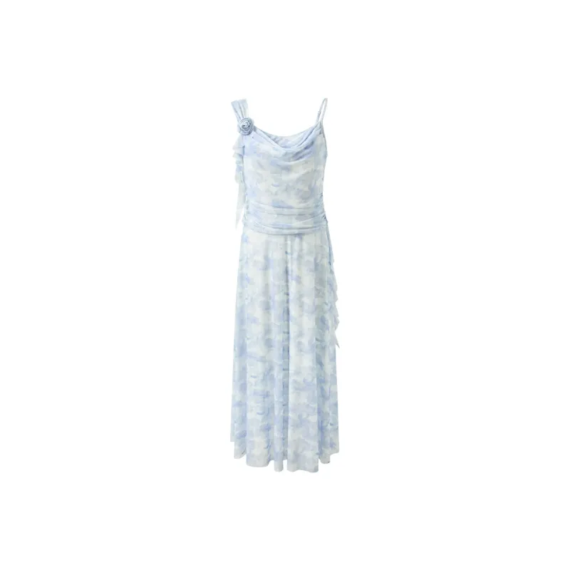 3COLOUR Slip Dress Women's Sky Blue Floral-0