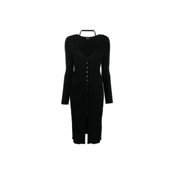Blumarine Virigin wool V neck Midi dress