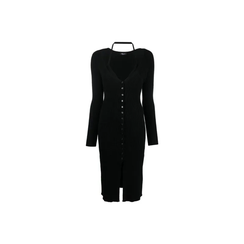Blumarine Virigin wool V neck Midi dress-0