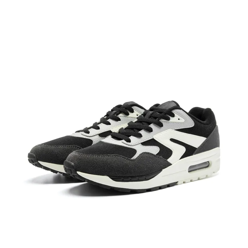 QIAODAN Slip Resistant And Abrasion Resistant Coverage Low Top Casual Shoes Men's Black Lightning Gray-3