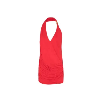 BALMAIN Draped Halterneck Mini Dress