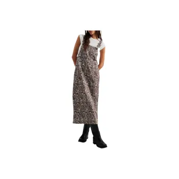 FREE PEOPLE Hanson Apron Midi Dress Slip Dress Women's Chocolate Combo/Chocolate