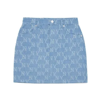 MLB New York Yankees Denim Short Skirts Women's Light Gray Blue