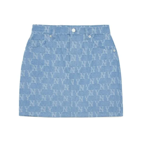 MLB New York Yankees Denim Short Skirts Women's Light Gray Blue