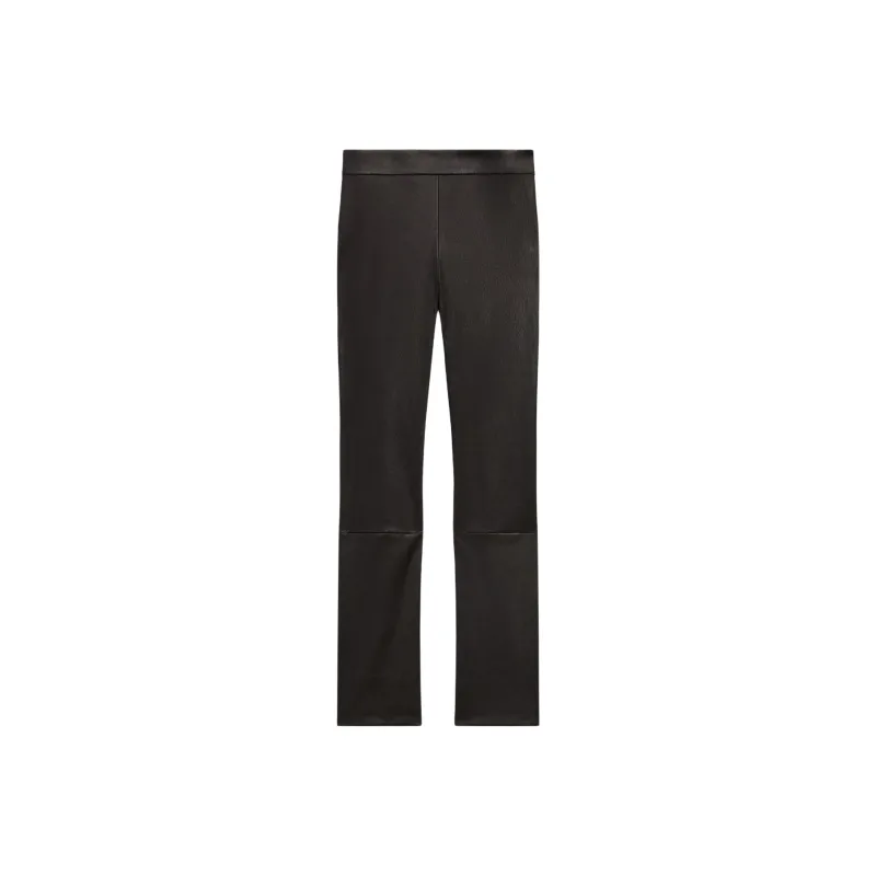 THEORY Leather Pants Women's Dark Brown-0