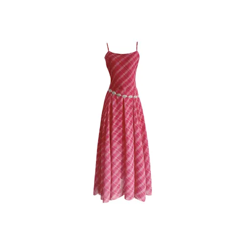 PLANE DRIFT Slip Dress Women's Red Plaid