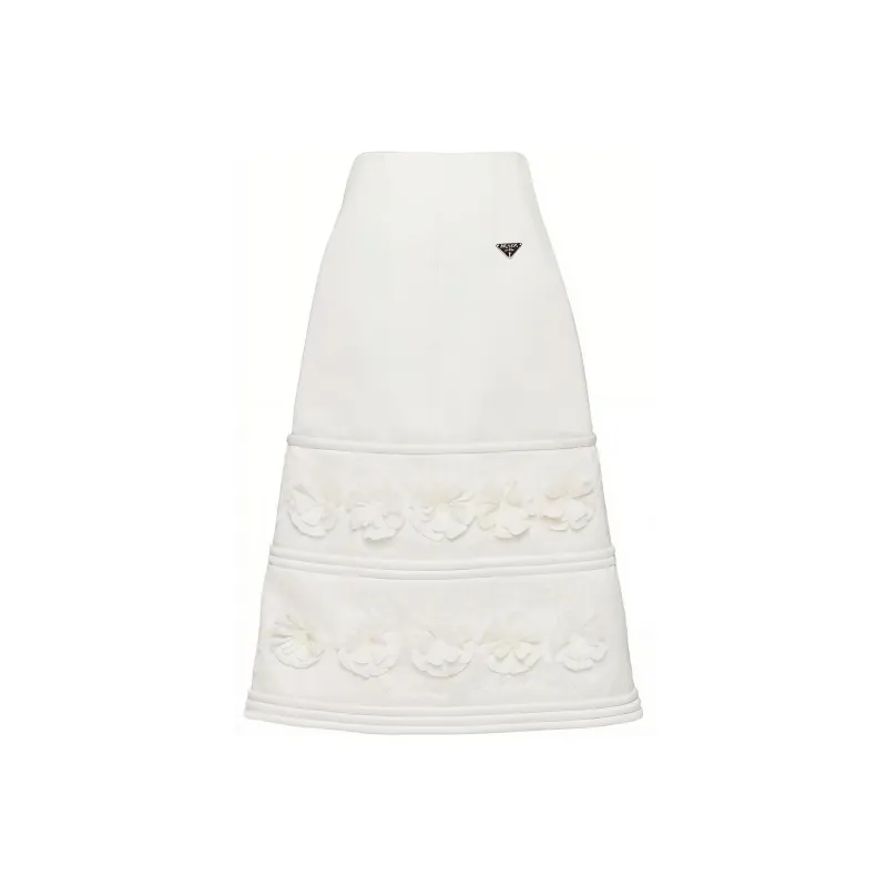 PRADA Embroidered A line Midi Skirt-0