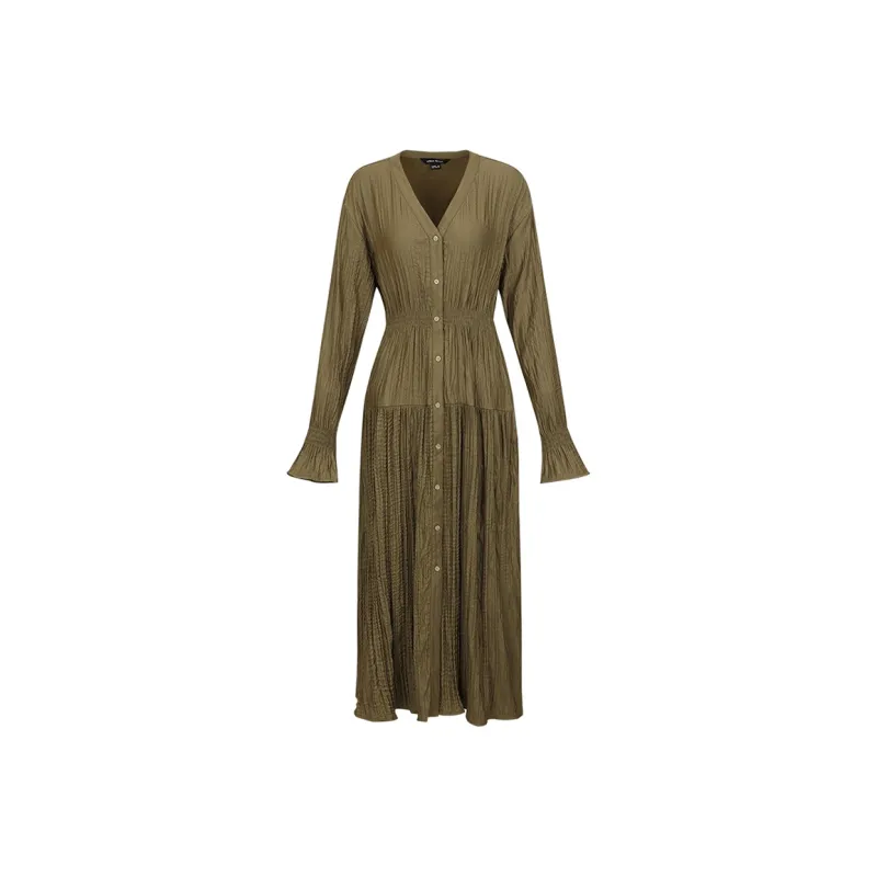 UR Long Sleeved Dress Women's Dark Khaki-0