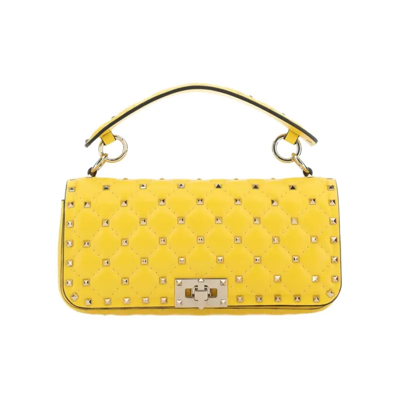 Valentino GARAVANIRockstud Calfskin Shoulder Bag, Crossbody Bag, Handbag Women's Yellow-0