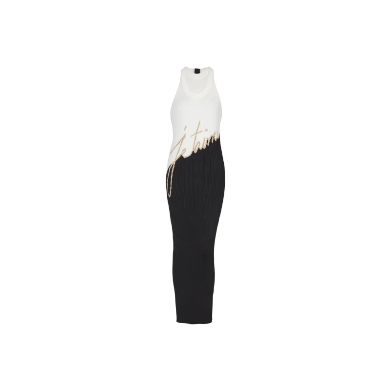 BALMAIN Love Letter Jacquard Long Knit Dress-0