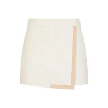 FENDI High Waist Satin Trim Mini Skirt