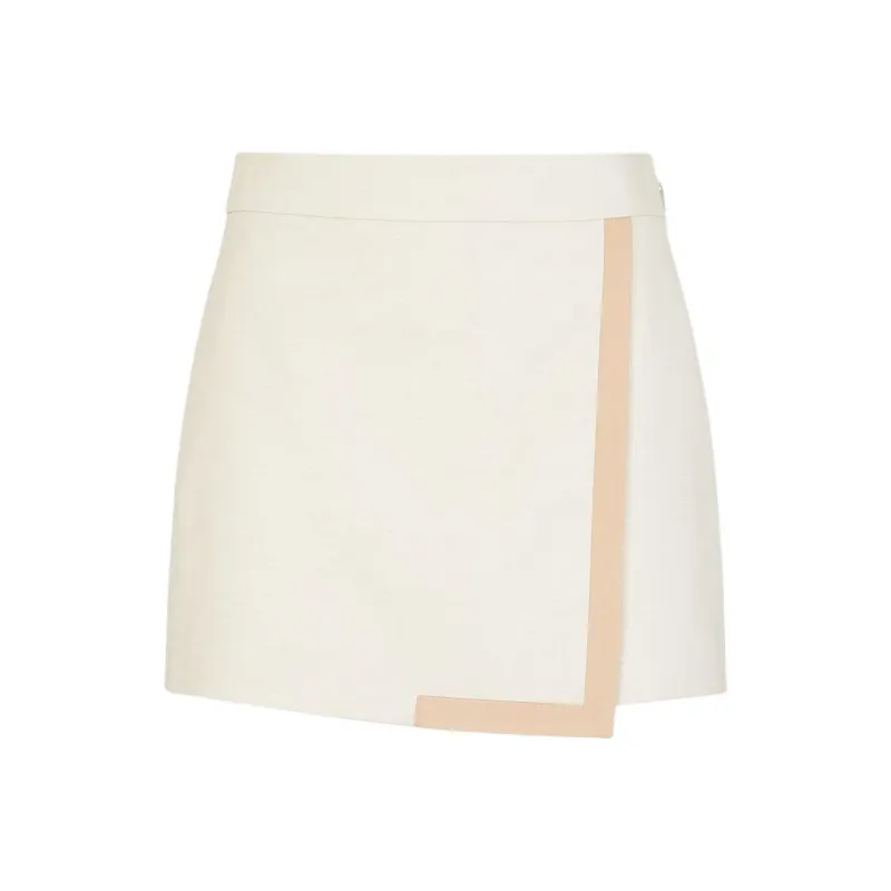 FENDI High Waist Satin Trim Mini Skirt-0
