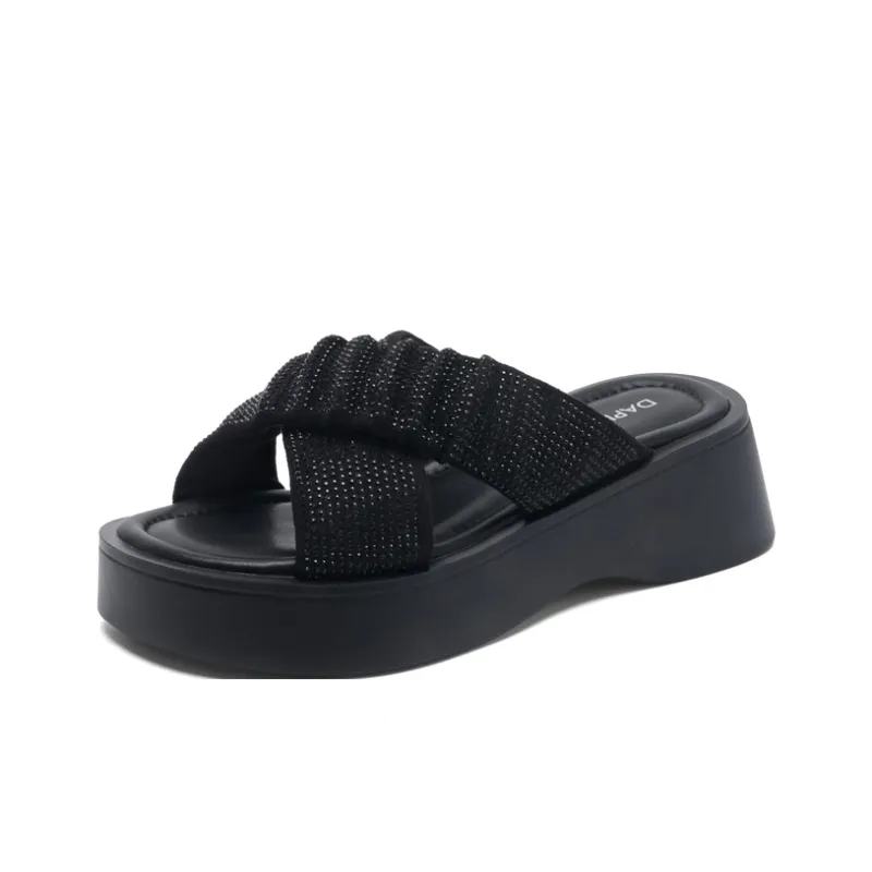 DAPHNE Slide Slippers Women's Silver/Black-0