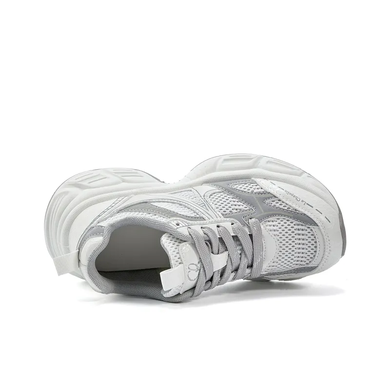 La Chapelle Cushioning, Wear Resistant Low Top Chunky Sneakers Women's White-5