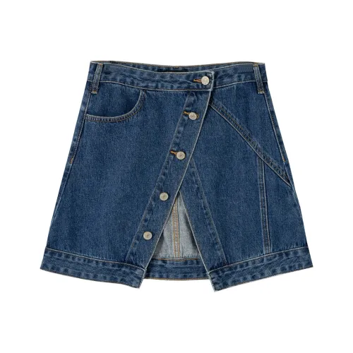 SOON FLOWER Denim Short Skirts Women's Light Blue