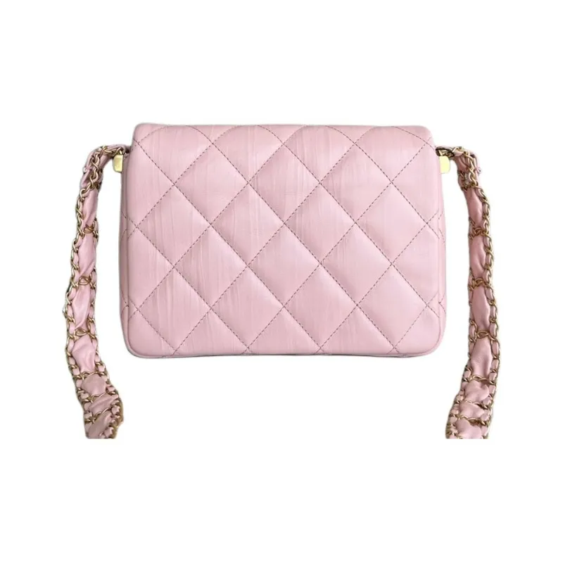 CHANEL Cow Leather Tofu Bag, Hobo Bag, Shoulder Bag, Crossbody Bag Women's Light Pink-3