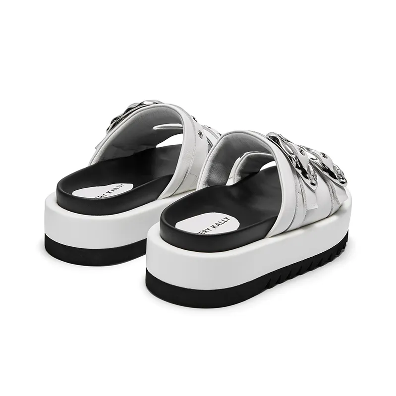 CHERYKALLY Slide Slippers Women's Mist White-5