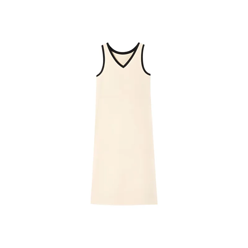 Orange Desire Sleeveless Dress Women's Beige & Black Frame-0