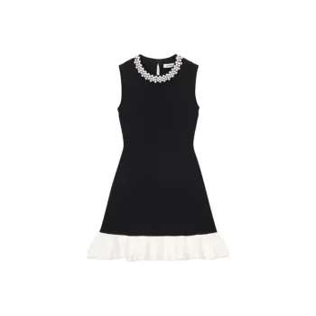 Sandro Faux pearl Embellished Mini Dress