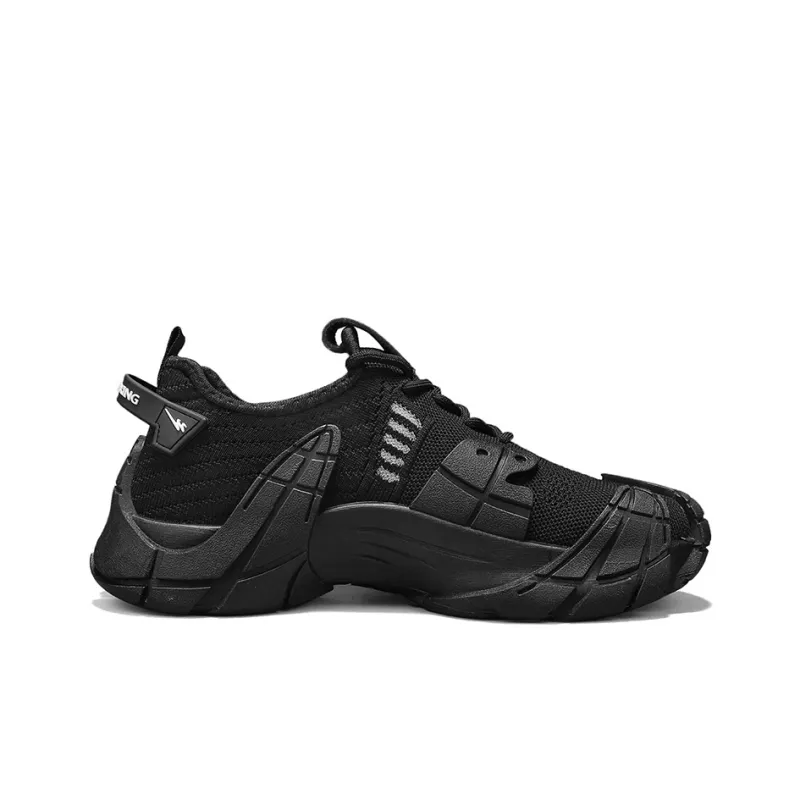 Binary Height Increasing, Lightweight, Breathable, Slip Resistant Low Top Chunky Sneakers Men's Black-1