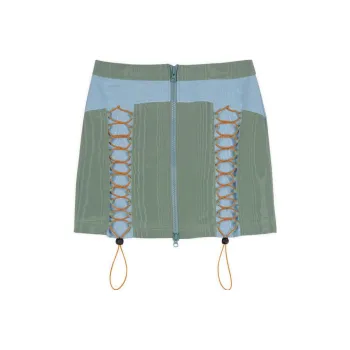 Brain Dead BUNGEE ZIP MINI SKIRT Casual Short Skirts Women's Light Green