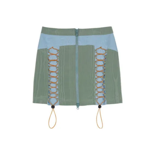 Brain Dead BUNGEE ZIP MINI SKIRT Casual Short Skirts Women's Light Green